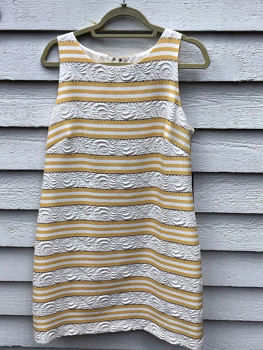 Vince Camuto Shift Dress Striped Mini White & Yellow